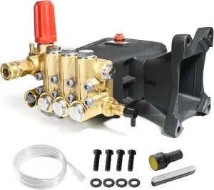 TOOLCY Pressure Washer Pump 3600-4000 PSI Max, 4 GPM Triplex Plunger Pressure Pump, Horizontal 1 inch Shaft Gas Power Washer Pump with Pressure Adjustment Unloader, Direct Drive