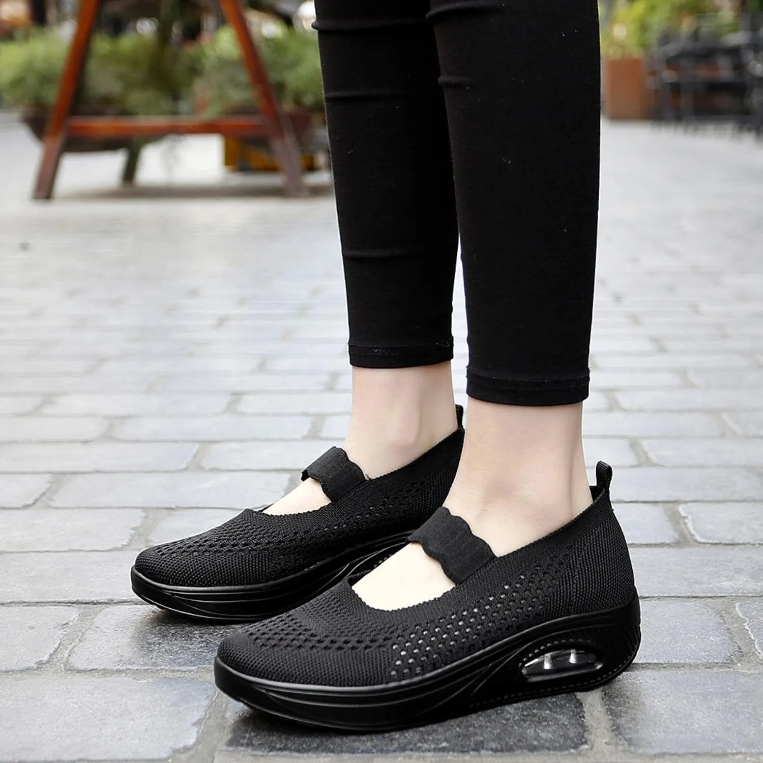 Touchmosees Women's Daily Walker Air Cushion Orthopedic Diabetic-Friendly Wedge Sneaker