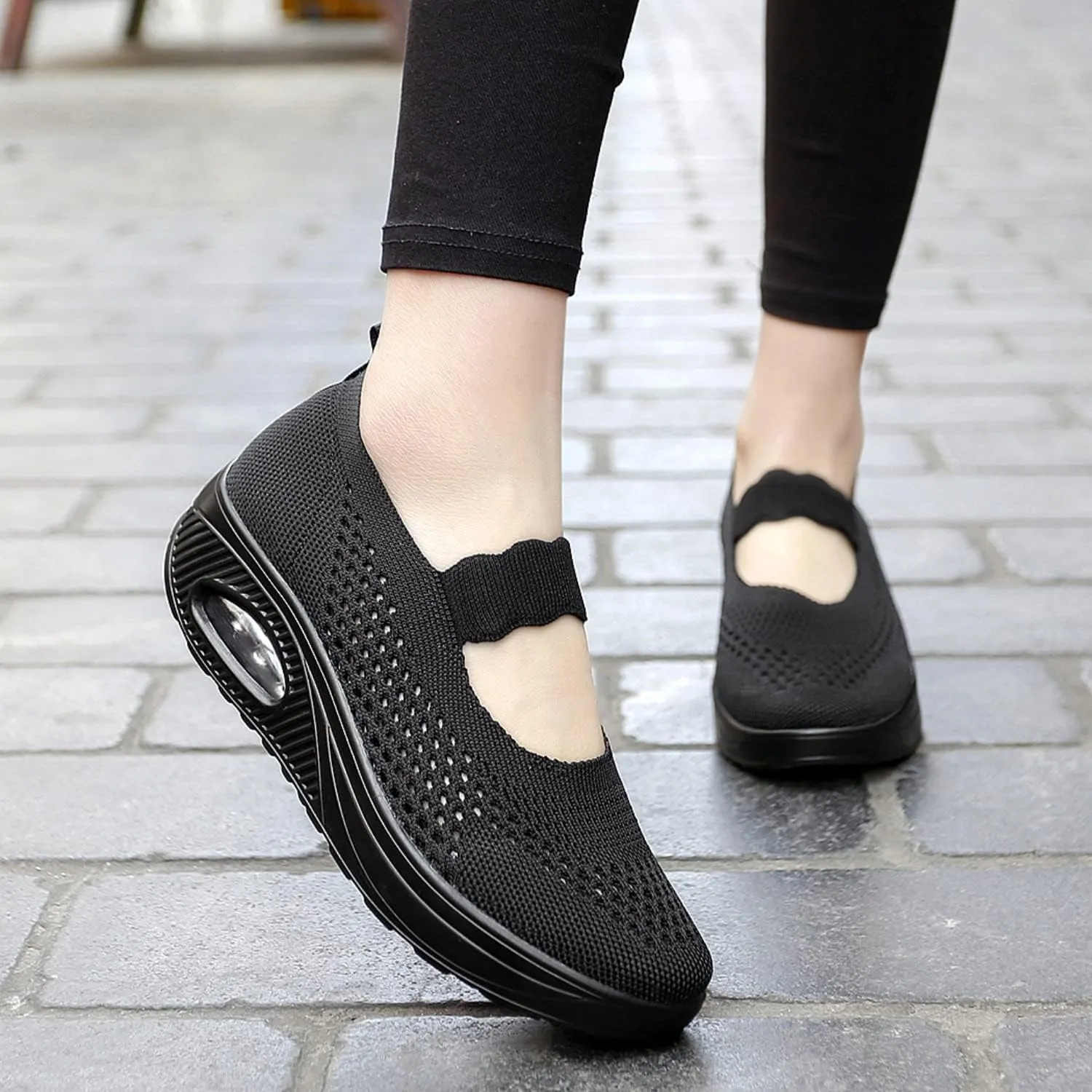 Touchmosees Women's Daily Walker Air Cushion Orthopedic Diabetic-Friendly Wedge Sneaker
