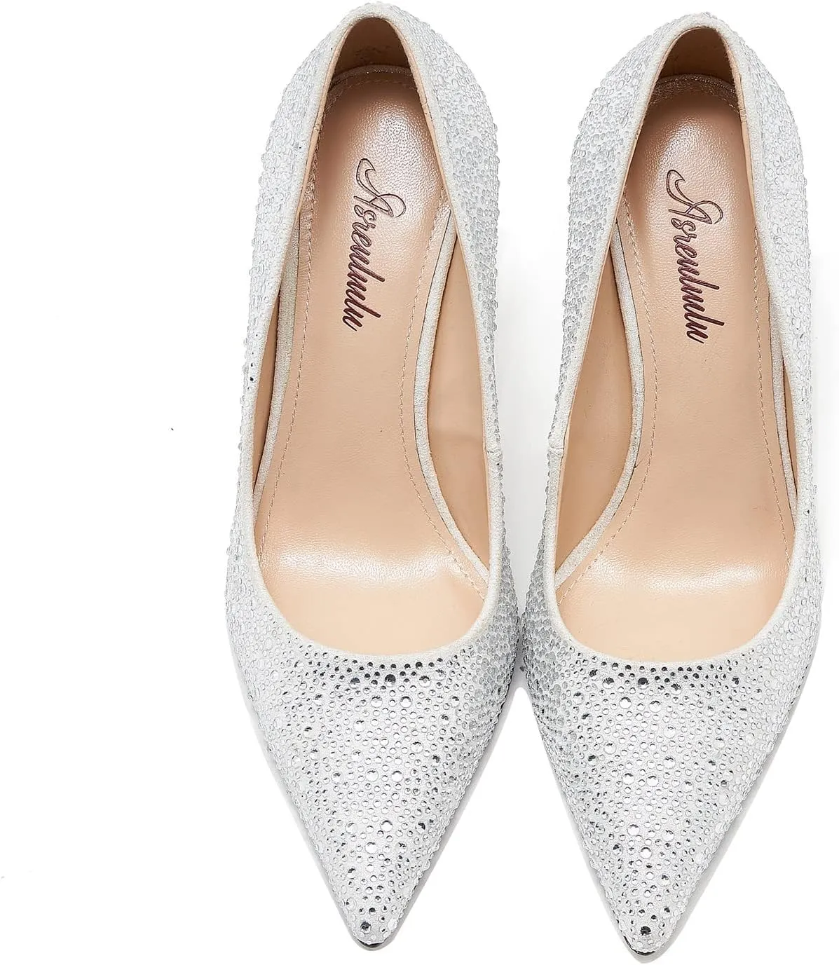 Tsrenlmln Rhinestone Pumps for Women Fashion Sparkly Stiletto Heels with Low Heel Womens Slip-on Wedding Dress Shoes