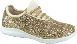 TZ Kid's Girl's Fashion Glitter Sparkle Slip On Lace Casual Walking Sneaker Shoes