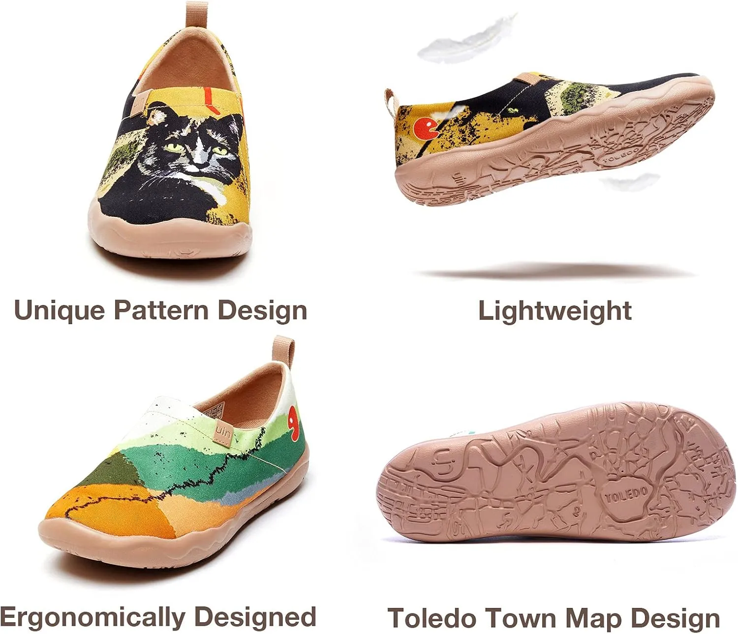 UIN Men's Walking Travel Shoes Slip On Canvas Casual Loafers Lightweight Comfort Fashion Sneaker Happy Doggies