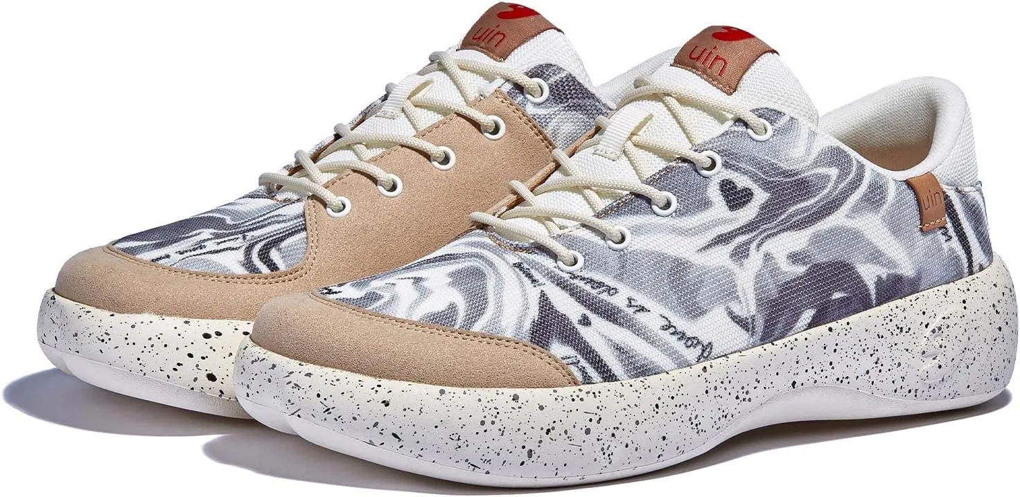 UIN Women's Art Painted Fashion Sneaker Wide Toe Lace-up Lightweight Comfort Walking Travel Shoes Bartello