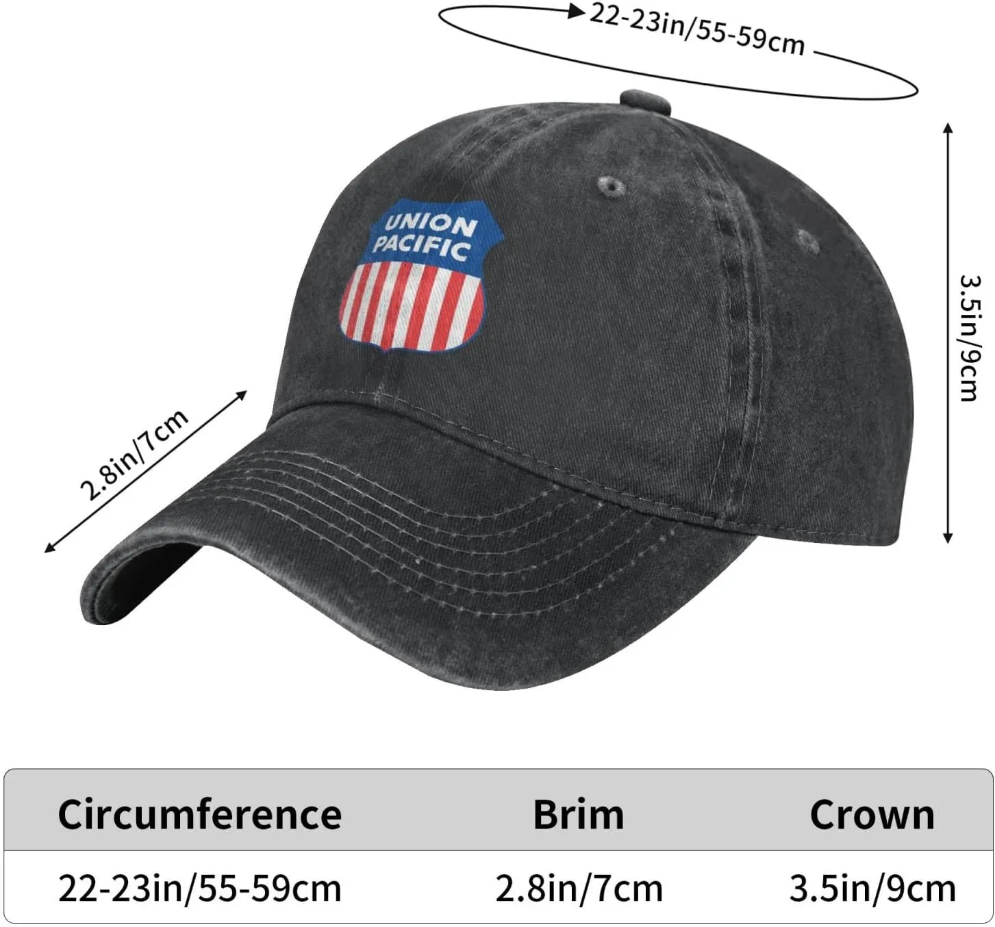 Union Pacific Railroad Denim Trucker Hat Baseball Cap for Men Or Women Cowboy