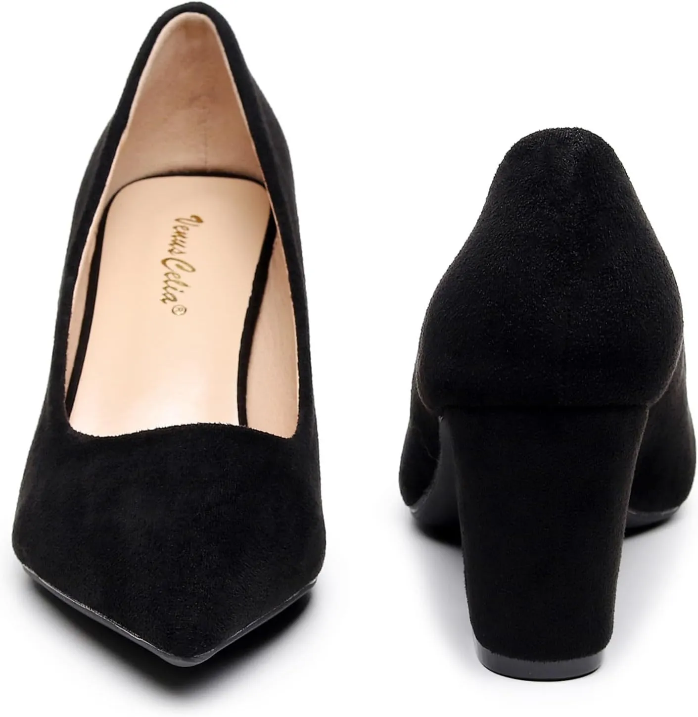 VenusCelia Women's Lewin Pump Chunky Heel Shoe