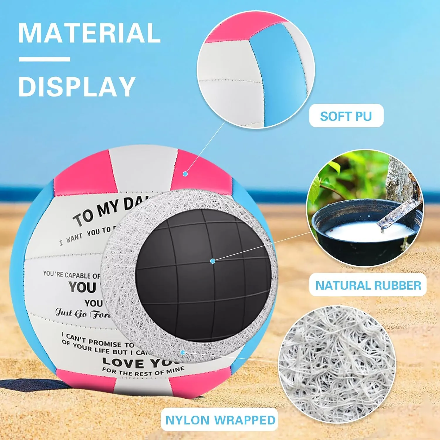 Volleyball Gift for Daughter Personalized Indoor Outdoor Sports Balls,Engraved Message Volleyballs Official Size 5 Birthday Presents from Mom Dad,with Pump