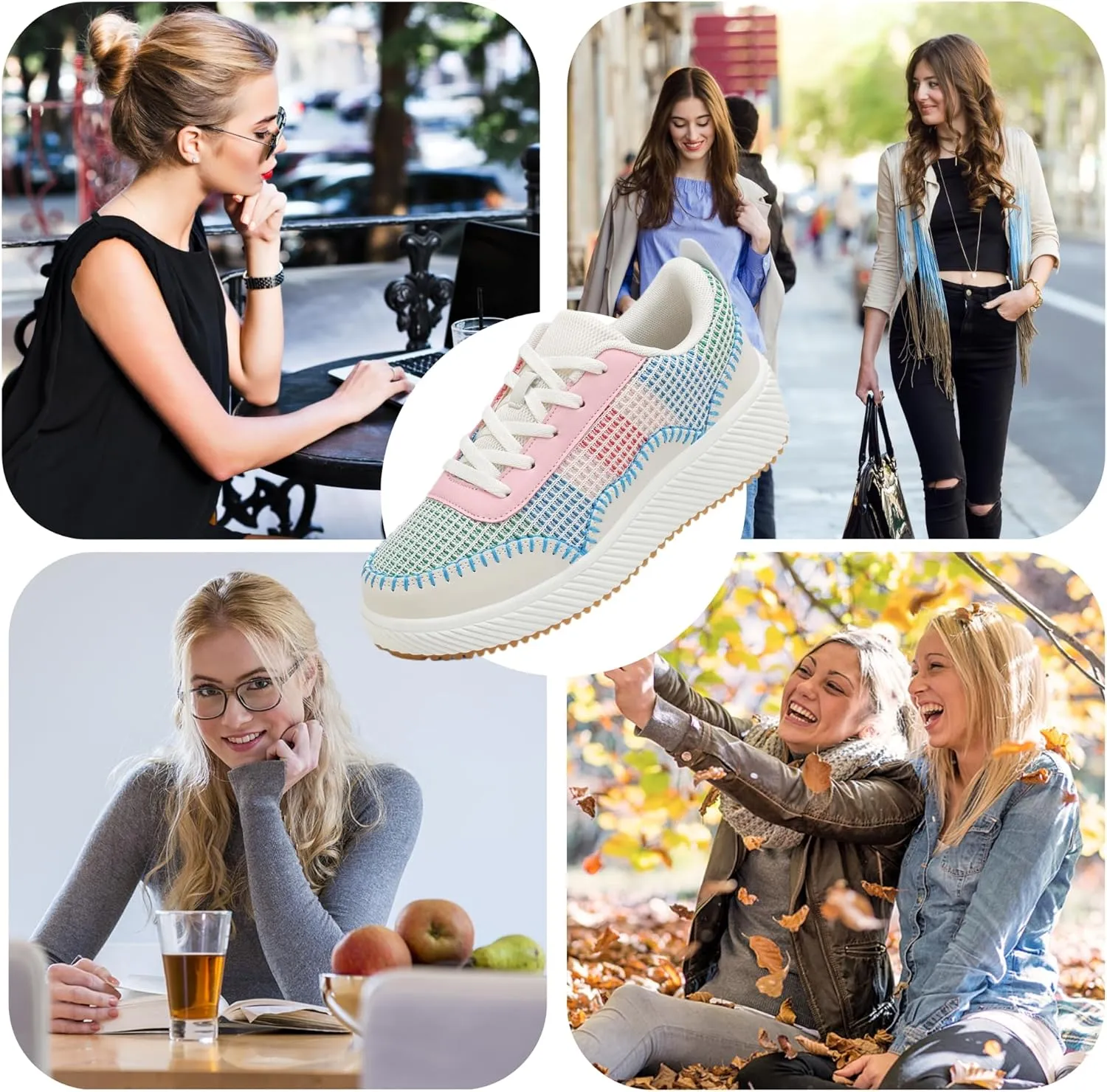 VZQ Women's Platform Sneakers Comfortable Lightweight Casual Chunky Fashion Sneaker with Breathable Uppers Walking Shoes