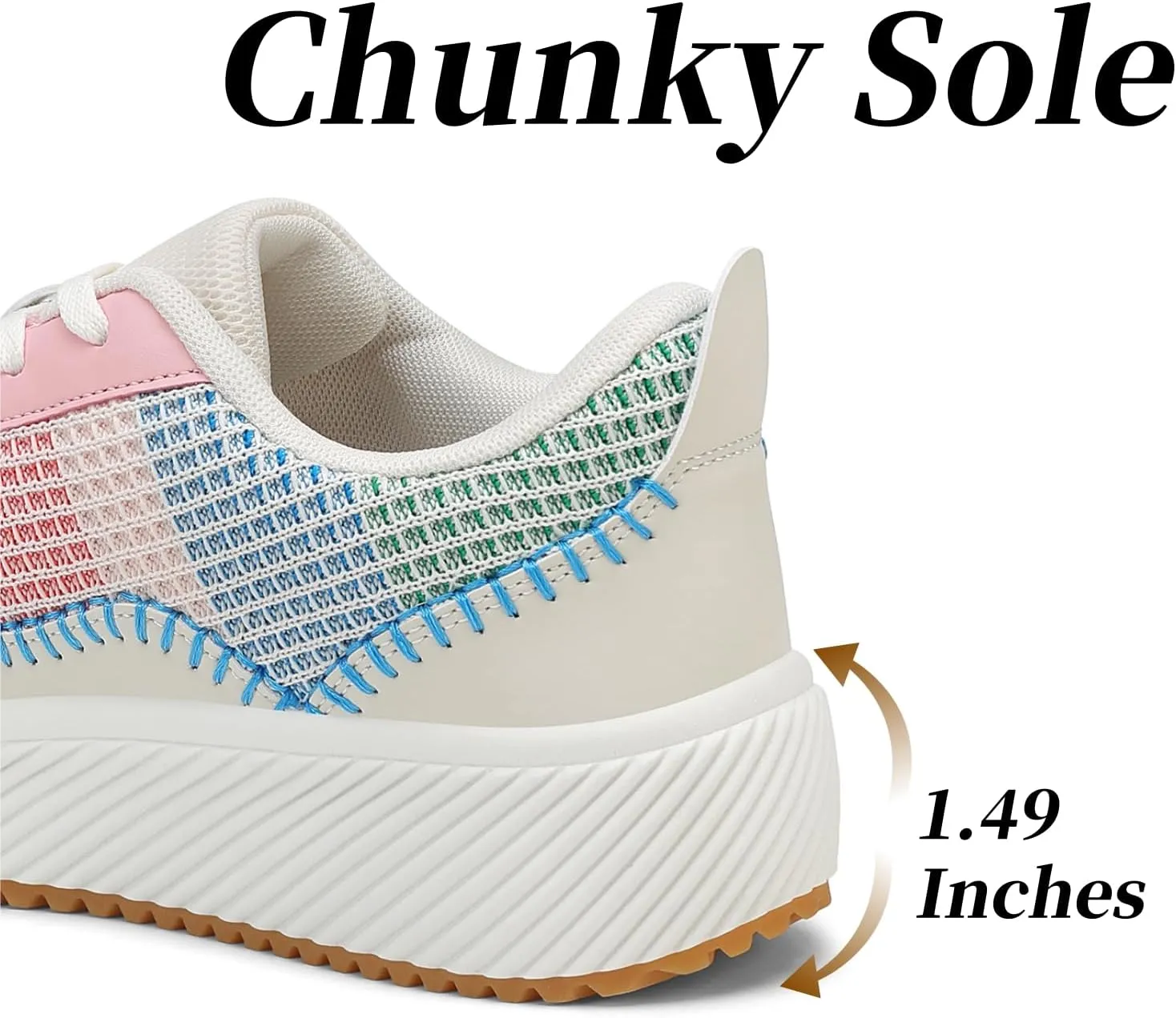 VZQ Women's Platform Sneakers Comfortable Lightweight Casual Chunky Fashion Sneaker with Breathable Uppers Walking Shoes