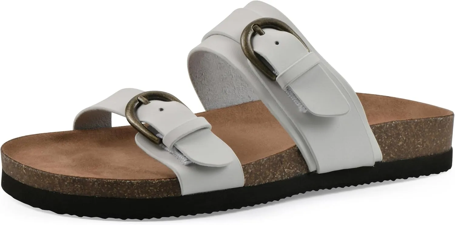 WHITE MOUNTAIN Women's Hardball Double-Buckle Signature Comfort-Molded Footbed Sandal