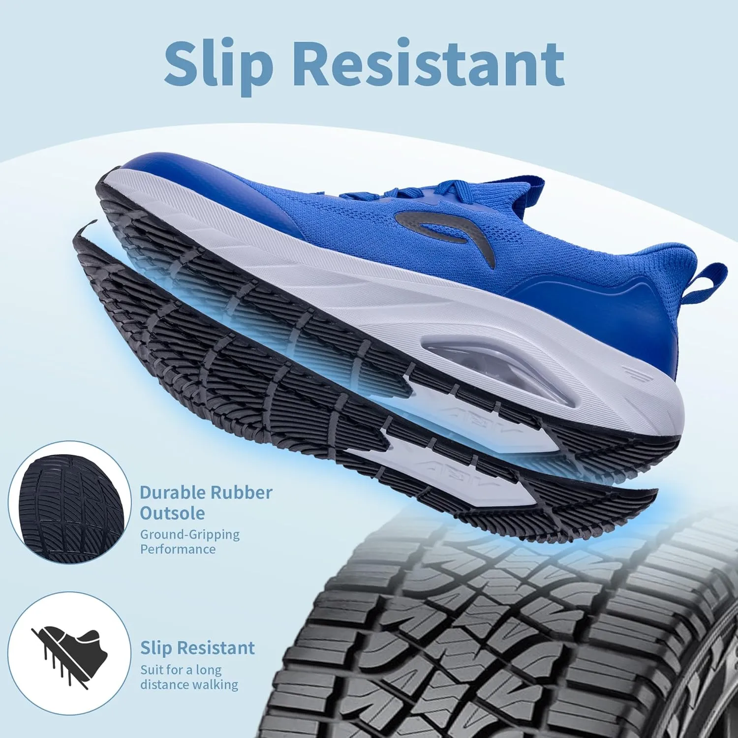 Wide Toe Box Mens Walking Shoes with Arch Support Wide Width Orthotic Sneaker for Plantar Fasciitis Slip On Tennis Running Shoes Size 8-13