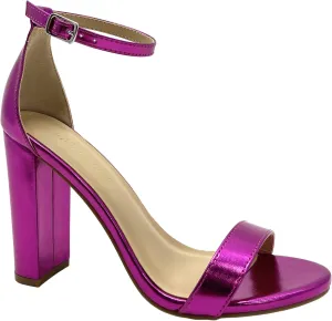 Wild Diva Women's High Chunky Block Heel Pump Dress Heeled Sandals (9 M US, Magenta PU)