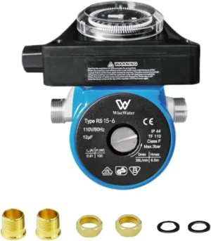 WiseWater 110V Circulation Pump with Timer, 100W 10 GPM Hot Water Recirculating Pump, Circulator Pump with 2 3/4" to 1/2" Internal Connectors for Boiler, Solar Heater and Hydronic Radiant Heating
