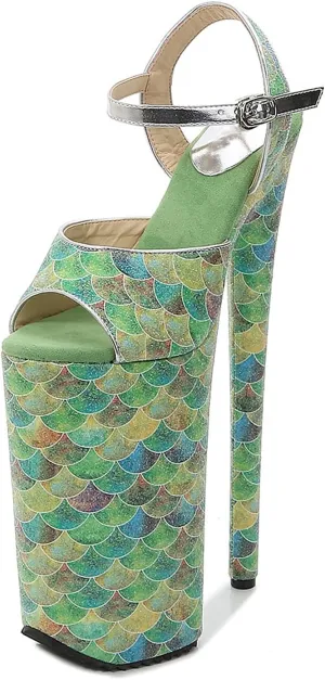 WOilERQ Women's Open-Toe Platform Pumps Buckle Strap Heeled Sandals Candy-Colored Catwalk Plus-Size Heels Summer Nightclub Head Show High Heels