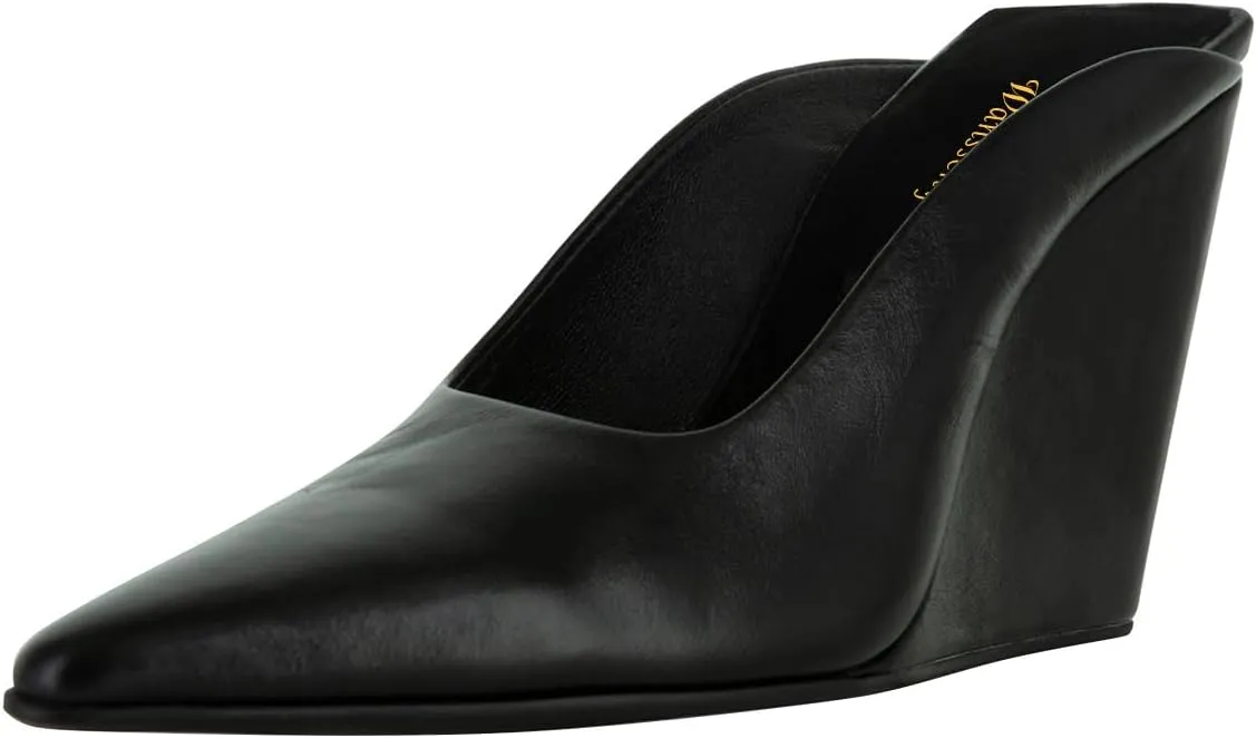 Women Chic Pointed Toe Wedge High Heel Mules Slip On Ladies Dressy Casual Summer Pump Shoes Size 4-16 US