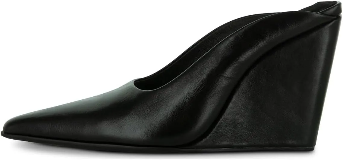 Women Chic Pointed Toe Wedge High Heel Mules Slip On Ladies Dressy Casual Summer Pump Shoes Size 4-16 US