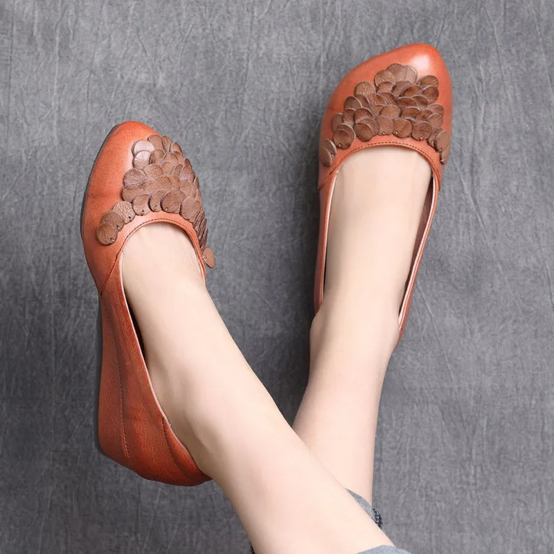 Women Retro Leather Wedge Pump