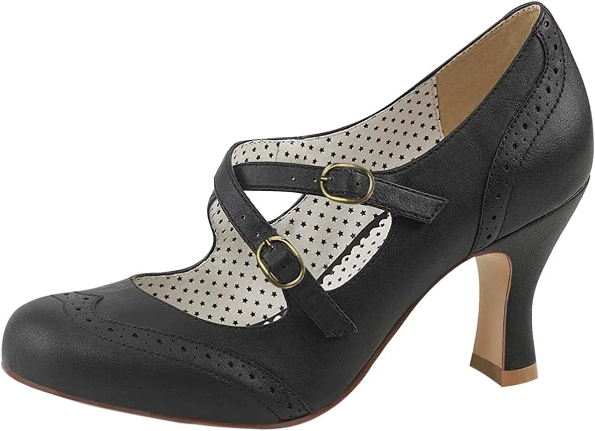 Women's Flap35/bpu Dress Pump, Black Faux Leather, 8 M US