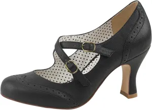 Women's Flap35/bpu Dress Pump, Black Faux Leather, 8 M US