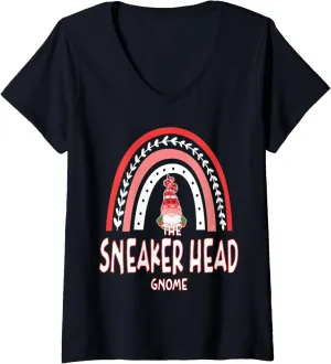 Womens Funny Sneaker Gnome Matching Christmas Pjs for Family V-Neck T-Shirt