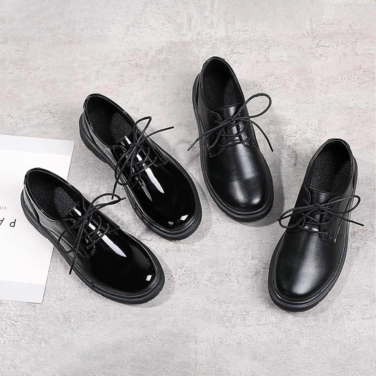 Women's Leather Chunky Platform Oxfords Classic Round Toe Lace-Up Anti-Slip Lug Soft Bottom Dress Shoes Casual Breathable Work Business Office Walking Shoe