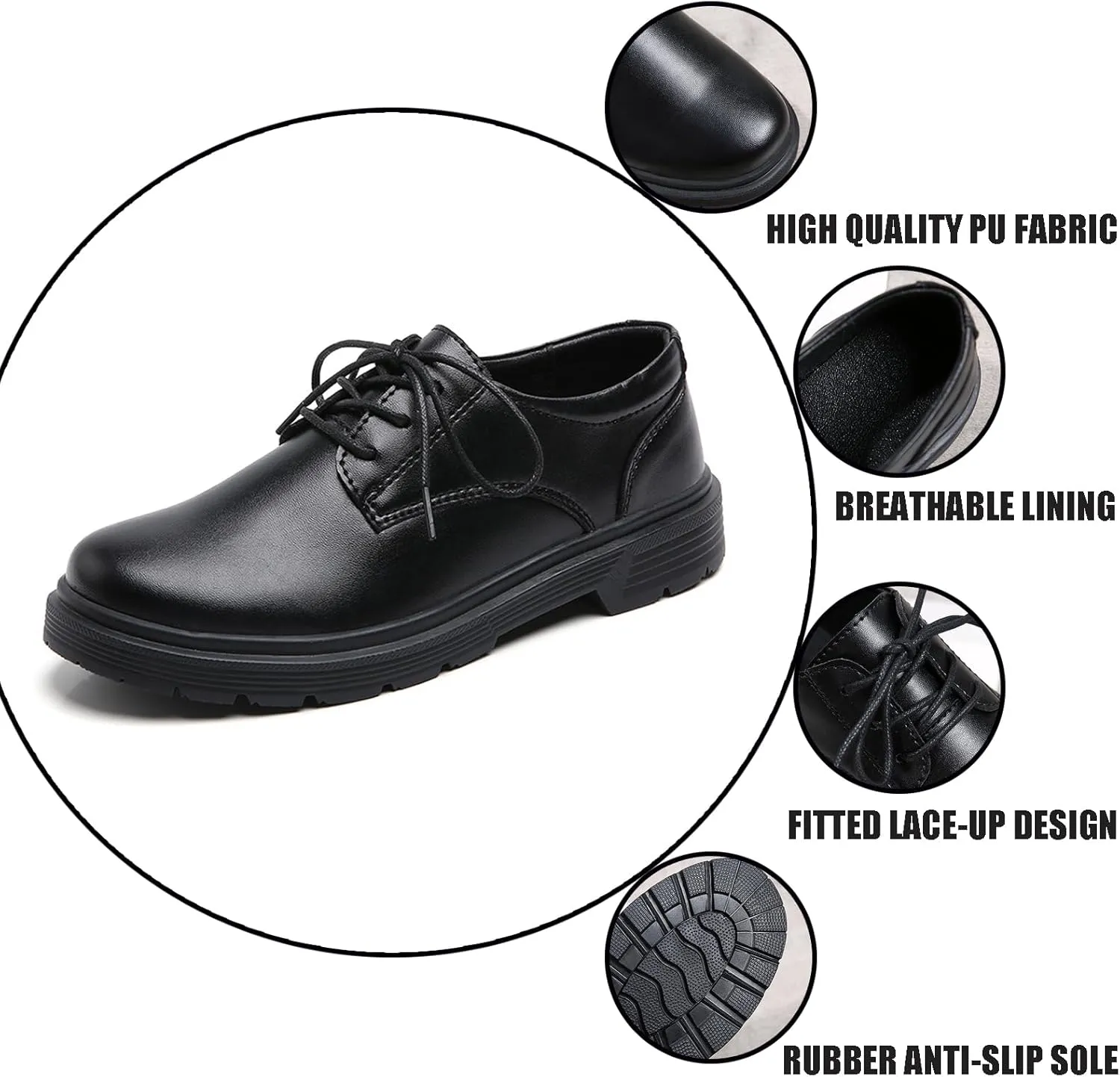 Women's Leather Chunky Platform Oxfords Classic Round Toe Lace-Up Anti-Slip Lug Soft Bottom Dress Shoes Casual Breathable Work Business Office Walking Shoe