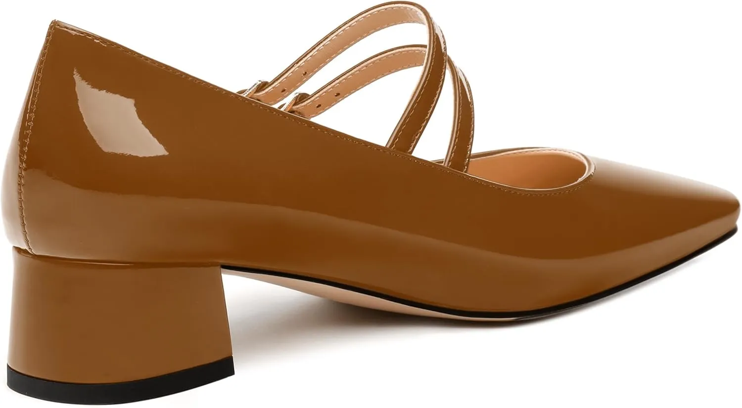 Womens Mary Jane Pumps, Square Toe Low Block Heel Pump Shoes for Women, Daily Comfort Mary Jane Pumps with Two Straps 1.3"