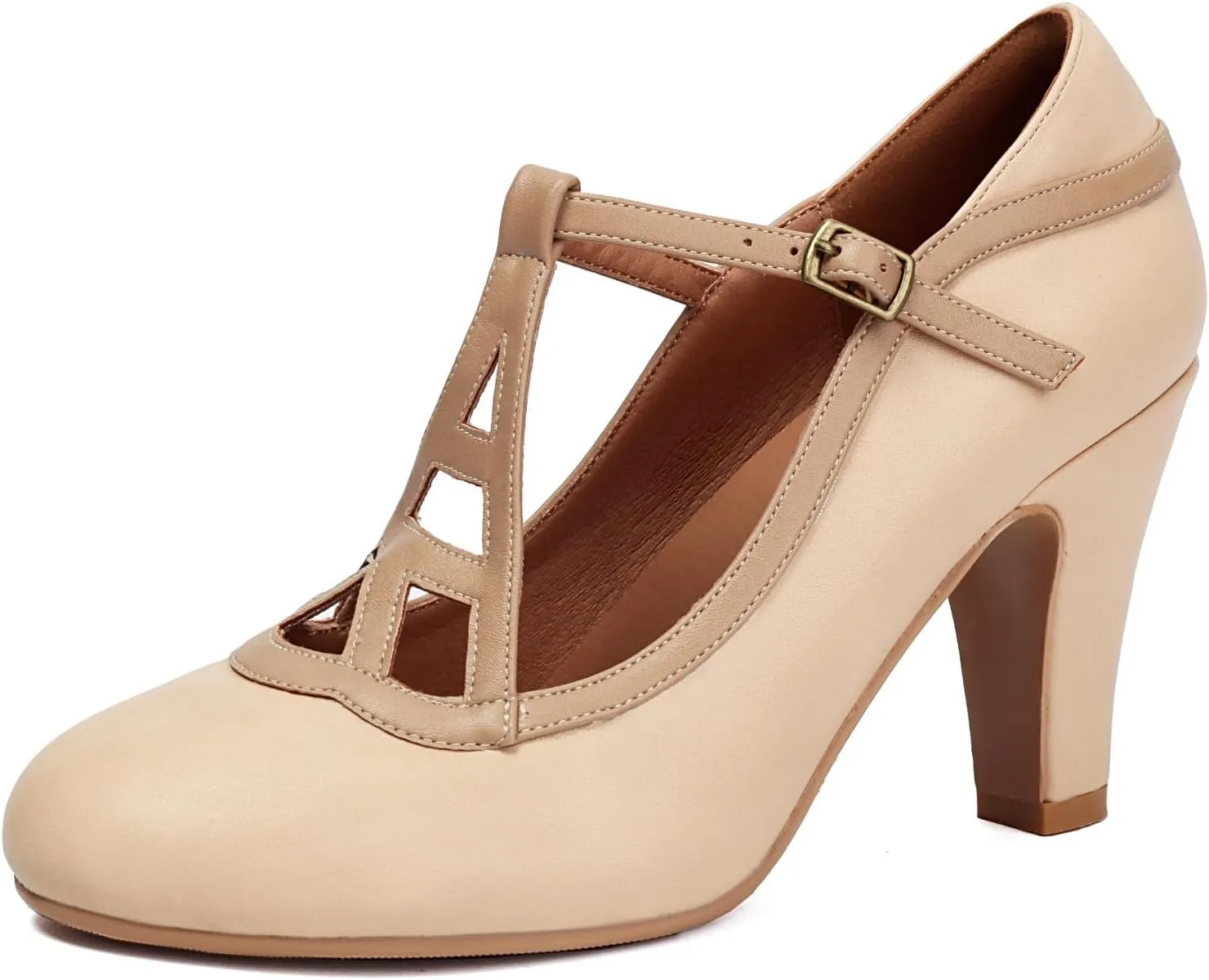 Women's Mary Jane Vintage Close Round Toe Vintage 1950s Heels Retro 1920s Victorian Pumps 1930s Shoes