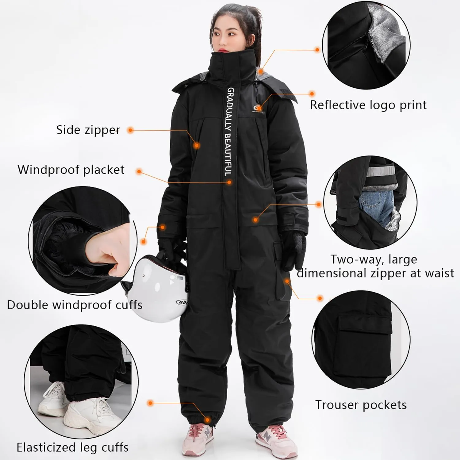 Women's Men's Ski Suits One Piece Jumpsuit Winter Outdoor Warm Snowsuits Windproof-Insulated for Skiing, fishing