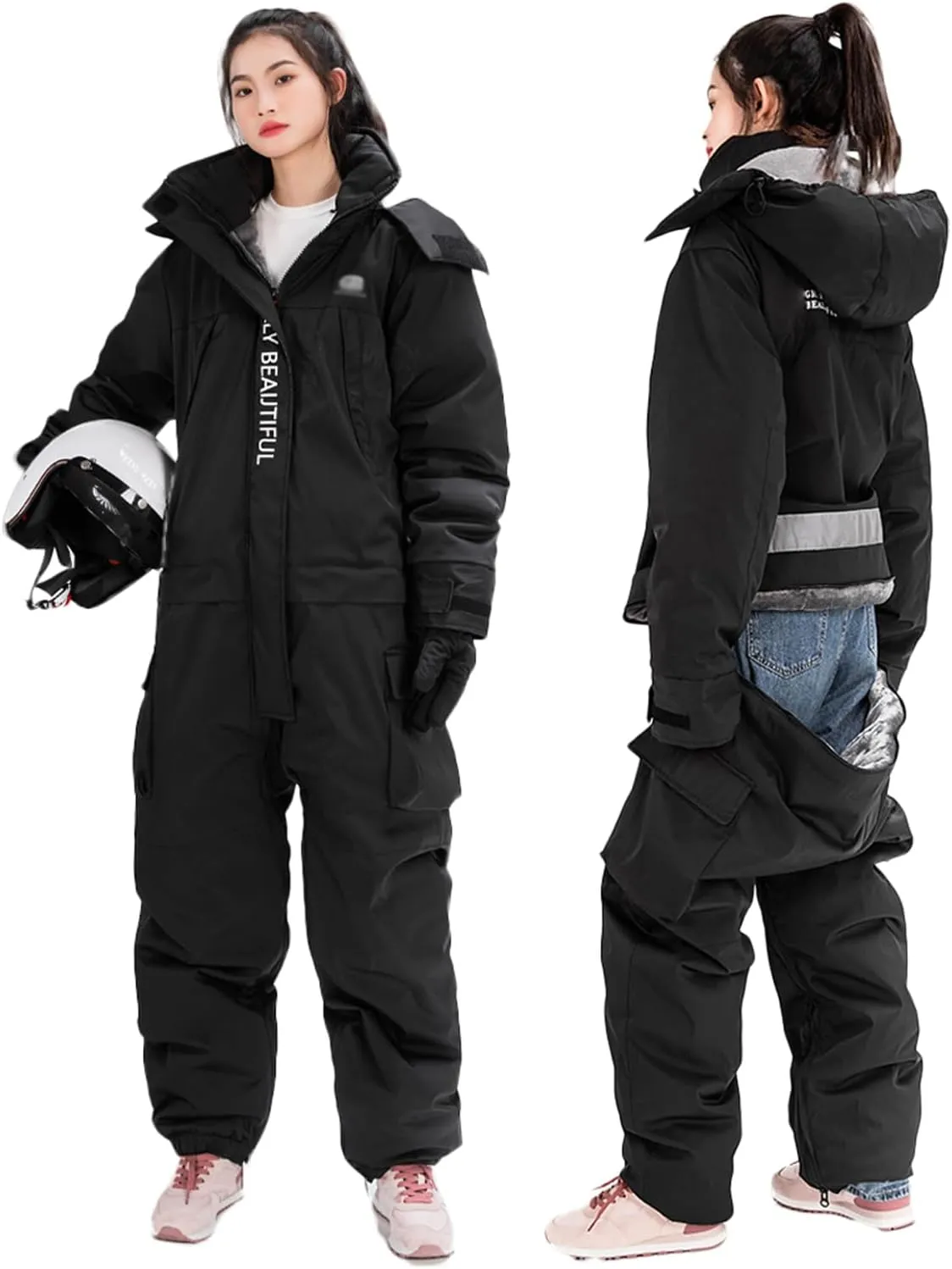 Women's Men's Ski Suits One Piece Jumpsuit Winter Outdoor Warm Snowsuits Windproof-Insulated for Skiing, fishing