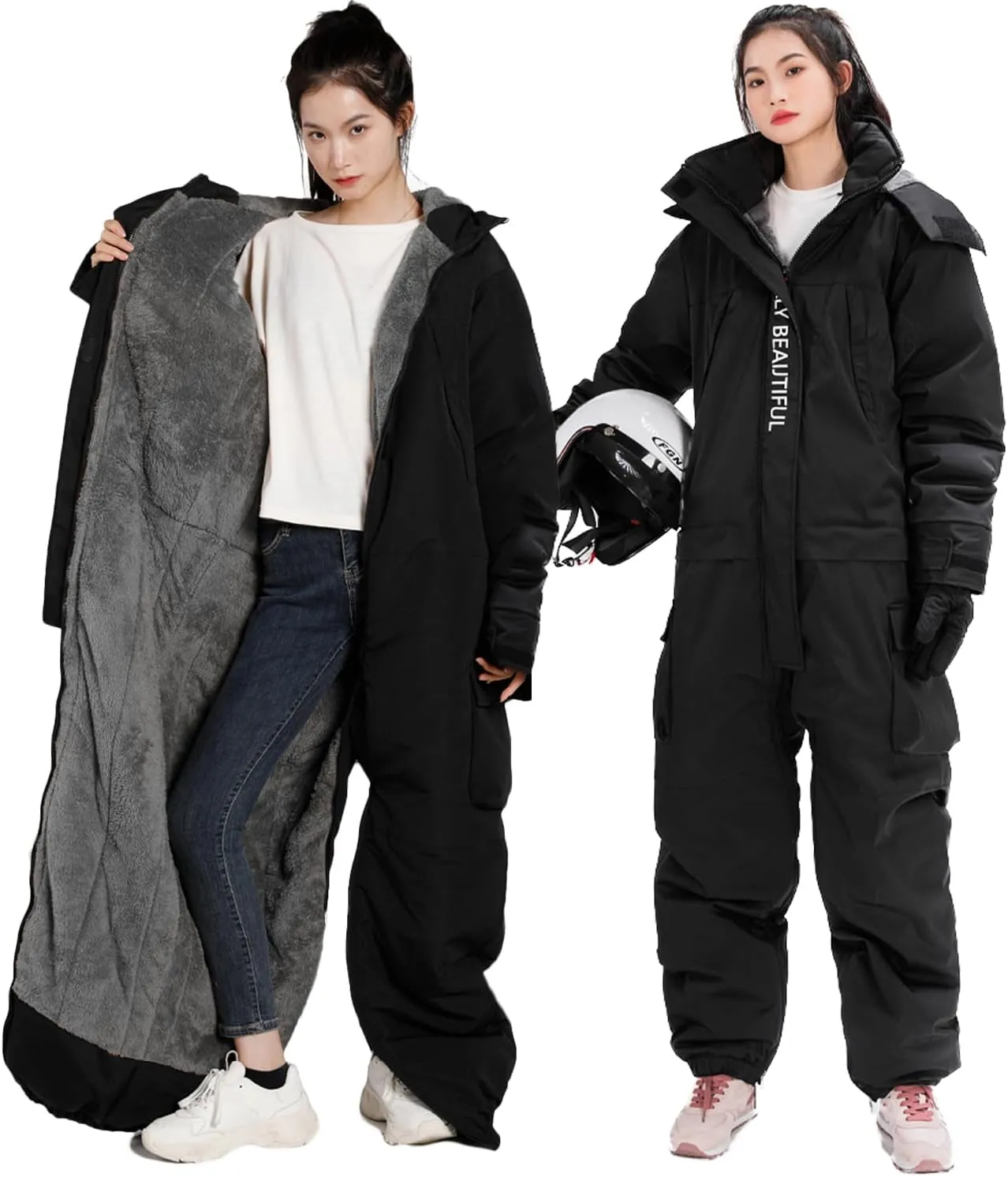 Women's Men's Ski Suits One Piece Jumpsuit Winter Outdoor Warm Snowsuits Windproof-Insulated for Skiing, fishing