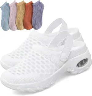 Women's Orthopedic Clogs with Air Cushion Support to Reduce Back and Knee Pressure, Air Cushion Orthopedic Slip on Arch Support Shoes Slip on Walking Sneaker