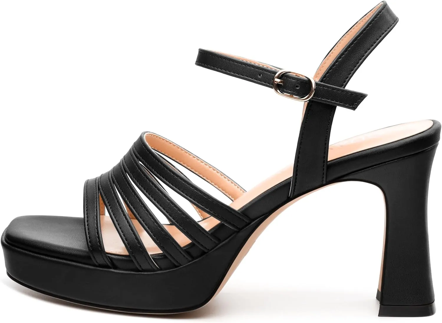 Women's Platform Sandals, Open Toe High Heels, Ankle Strap Buckle Fashion Heeled Sandal for Wedding Party Working