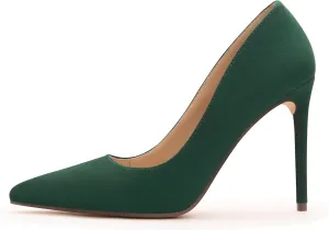 Women's Pumps Slip On High Heels with Pointed Toe 4Inch Stiletto Bridal Party Dress Heels for Casual,Lucy-Green Su-8.5-O1