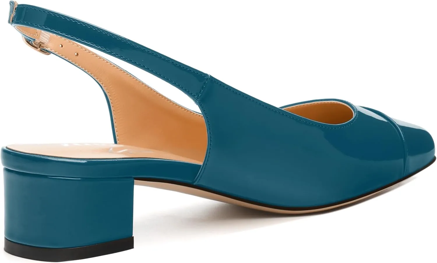 Women's Slingback Pumps, Low Chunky Heels Square Toe Pumps for Women, Block Heels Dress Shoes Closed Toe Comfortable Wedding Work Pump Sandals