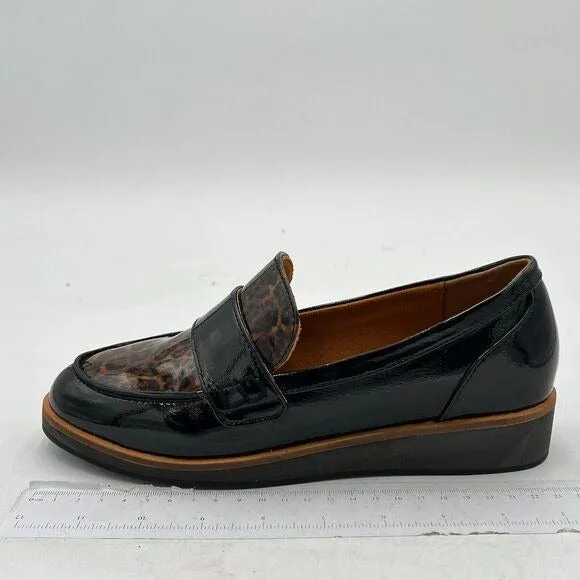 YDN Women Comfort Flats Loafers Slip On Round Closed Toe Printed Patent Leather