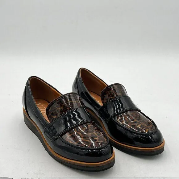YDN Women Comfort Flats Loafers Slip On Round Closed Toe Printed Patent Leather