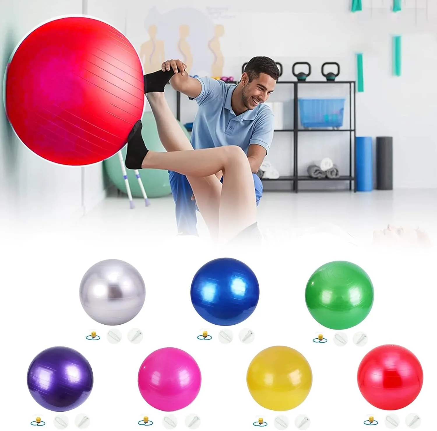 Yoga Ball Exercise Ball,Slip Resistant and Anti-Burst Stability Ball with Quick Pump,30 Inches Workout Ball,Yoga Ball Chair,Swiss Ball for Balance Home Gym Fitness Pilates Physical Therapy