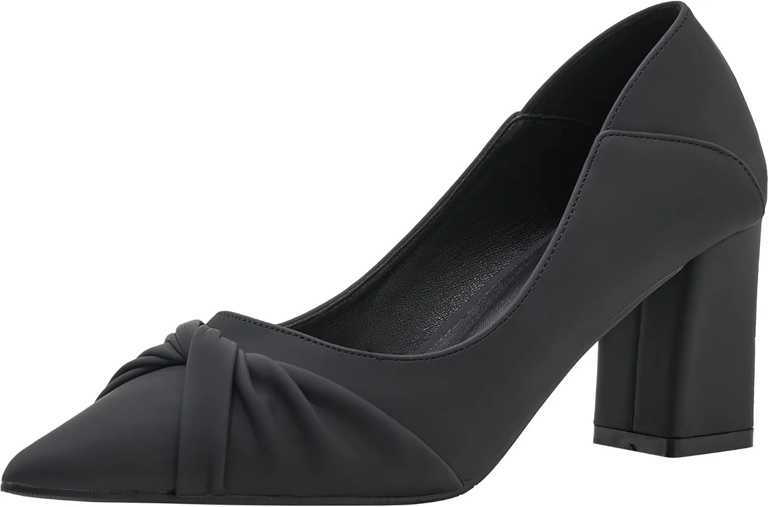 YooPrettyz Women Office Ruched Band Daily Wear Work Pump Block Heel Pointed Toe Foldable Chunky Mid Heels