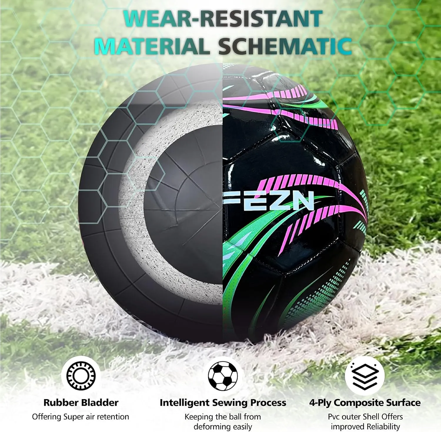 Youth Soccer Ball Size 4, Kids Outdoor Play Game Training Practice Soccer Ball for Teen Boy Girl Indoor Outdoor with 1 Pump 1 Net Bag and 1 Gift Box
