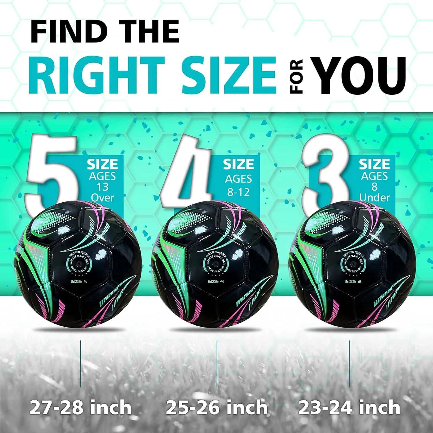 Youth Soccer Ball Size 4, Kids Outdoor Play Game Training Practice Soccer Ball for Teen Boy Girl Indoor Outdoor with 1 Pump 1 Net Bag and 1 Gift Box