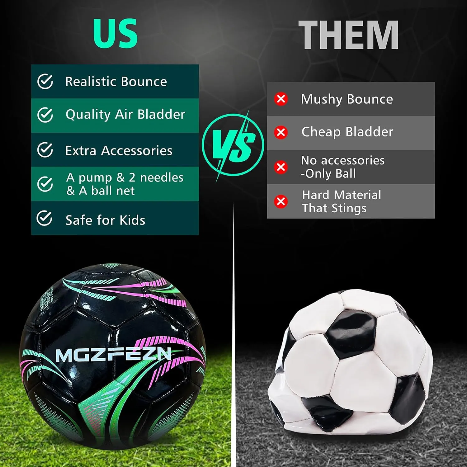 Youth Soccer Ball Size 4, Kids Outdoor Play Game Training Practice Soccer Ball for Teen Boy Girl Indoor Outdoor with 1 Pump 1 Net Bag and 1 Gift Box