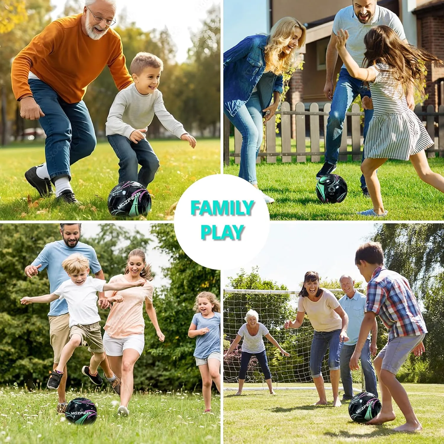 Youth Soccer Ball Size 4, Kids Outdoor Play Game Training Practice Soccer Ball for Teen Boy Girl Indoor Outdoor with 1 Pump 1 Net Bag and 1 Gift Box