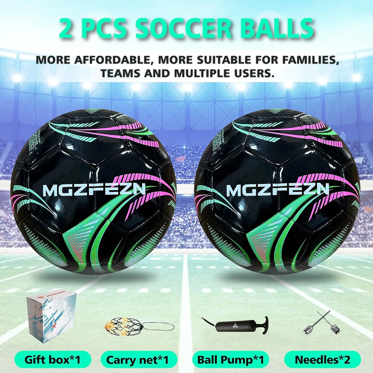Youth Soccer Ball Size 4, Kids Outdoor Play Game Training Practice Soccer Ball for Teen Boy Girl Indoor Outdoor with 1 Pump 1 Net Bag and 1 Gift Box