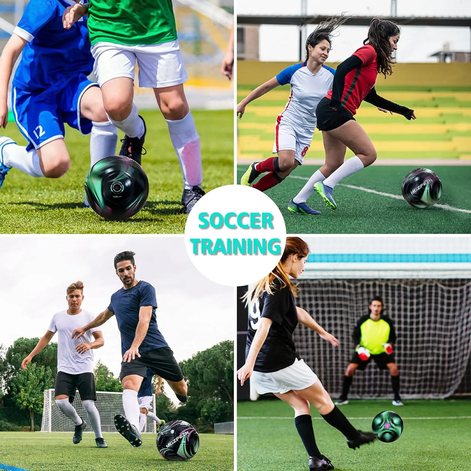 Youth Soccer Ball Size 4, Kids Outdoor Play Game Training Practice Soccer Ball for Teen Boy Girl Indoor Outdoor with 1 Pump 1 Net Bag and 1 Gift Box