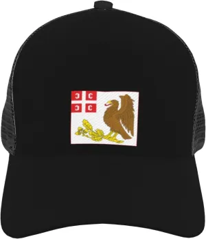 Zastava Grada Kragujevca Adjustable Mesh Trucker Baseball Cap Breathable Mesh for Casual Wear Golf Dad Hat for Men, Women Sun Hat Trucker Hat Black
