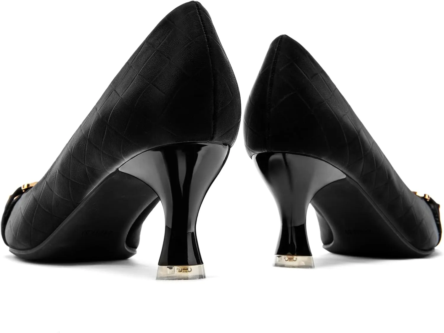 Zelaprox Women's Closed Square Toe Pumps,low Kitten Heel Pumps Fashion Metal Slip On Stiletto Wedding Party Comfortable Dress Pump Shoes